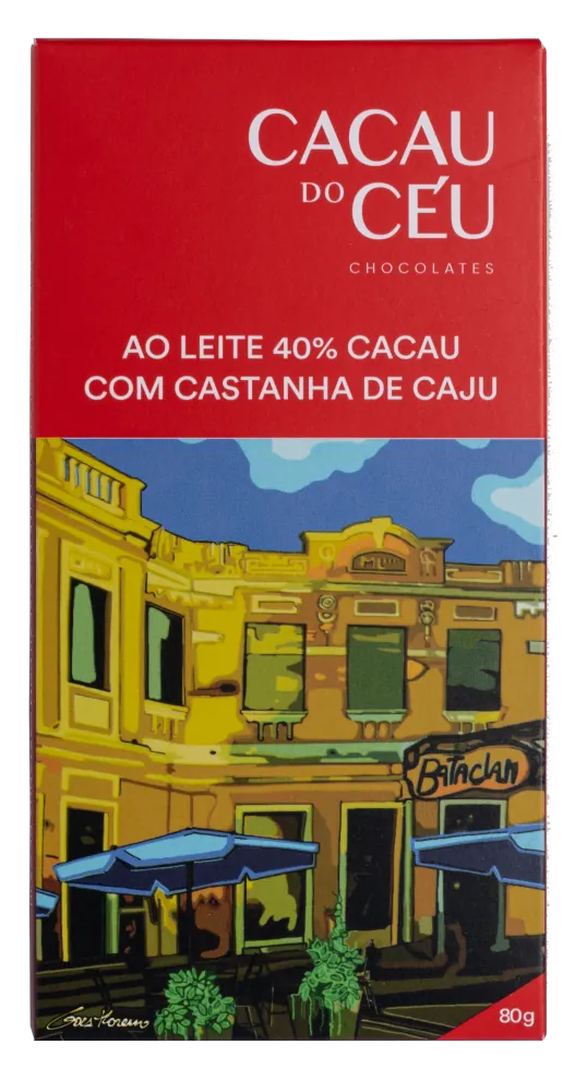 Chocolate ao Leite 40% Cacau com Castanha de Caju